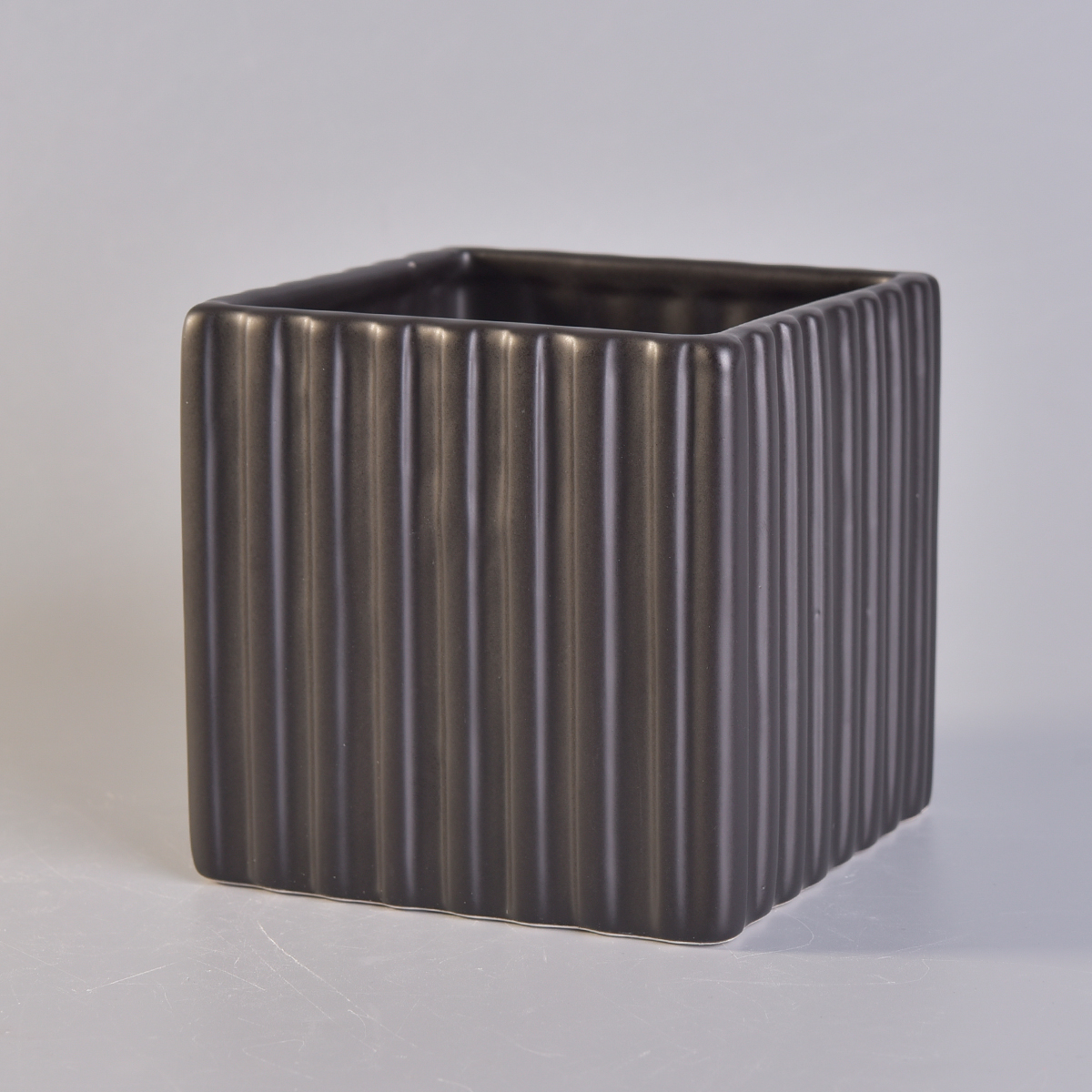 1000ml Square Ceramic Candle Holders Stripes Pattern Home Decoration Pieces