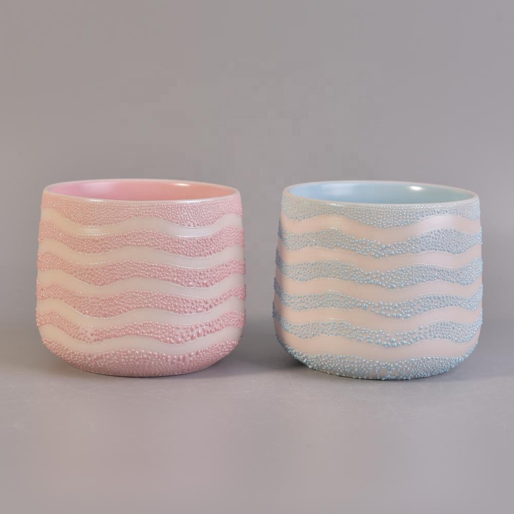 Personalized handmade glazed ceramic candle containers tealight scented candle holders home decoration use