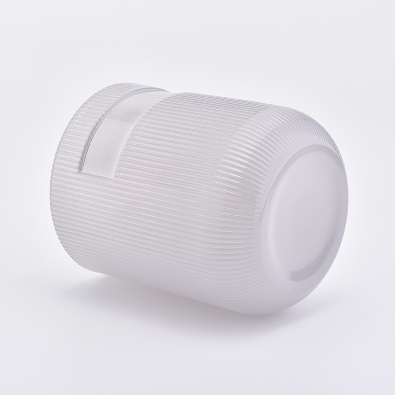 Cylinder customized striped candle jars glass candle holder home decoration