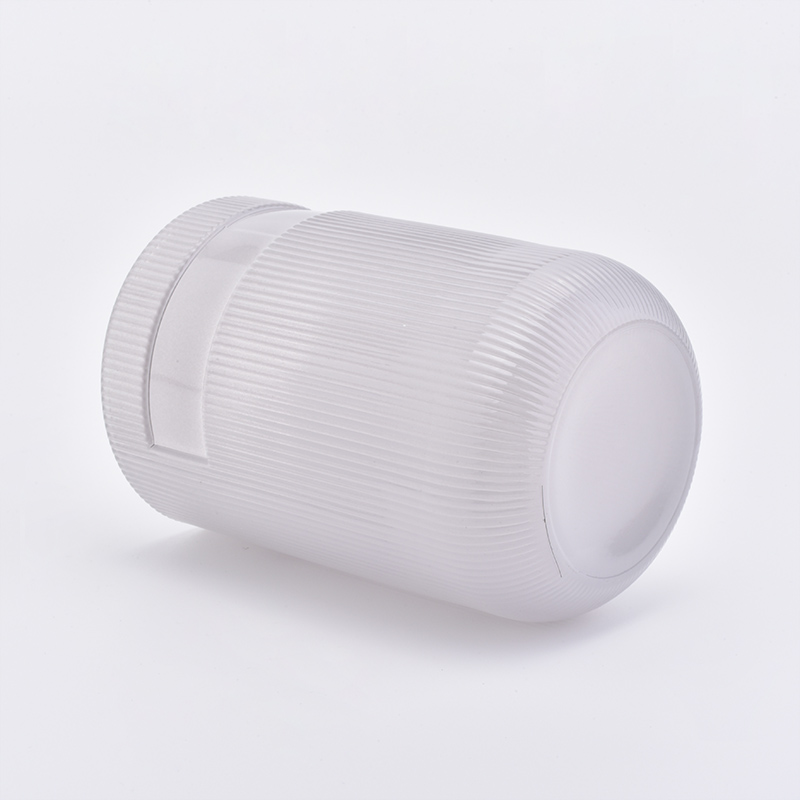 Cylinder customized striped candle container glass candle holder home decoration