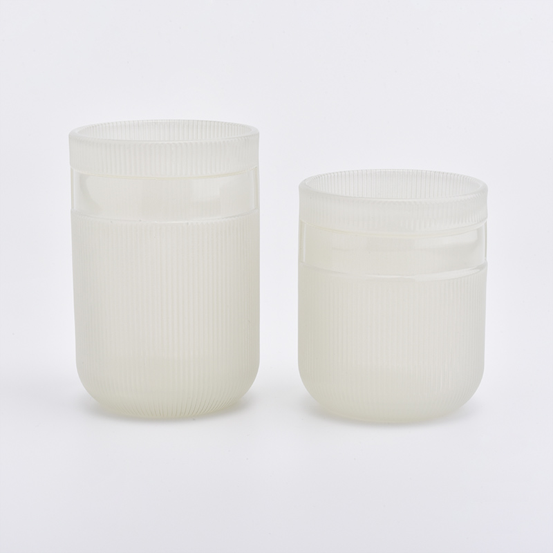 Empty customized striped candle container glass candle holder home decoration