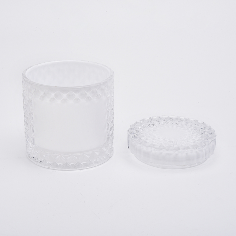 9oz White Glass Candle Vessels with Glass Lids Home Decor Wholesales