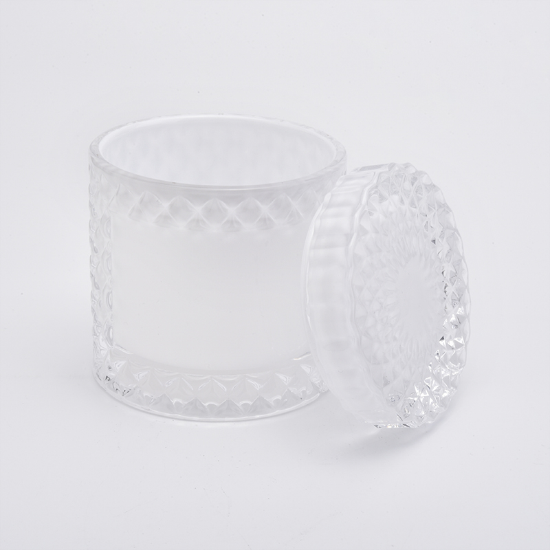 9oz White Glass Candle Vessels with Glass Lids Home Decor Wholesales