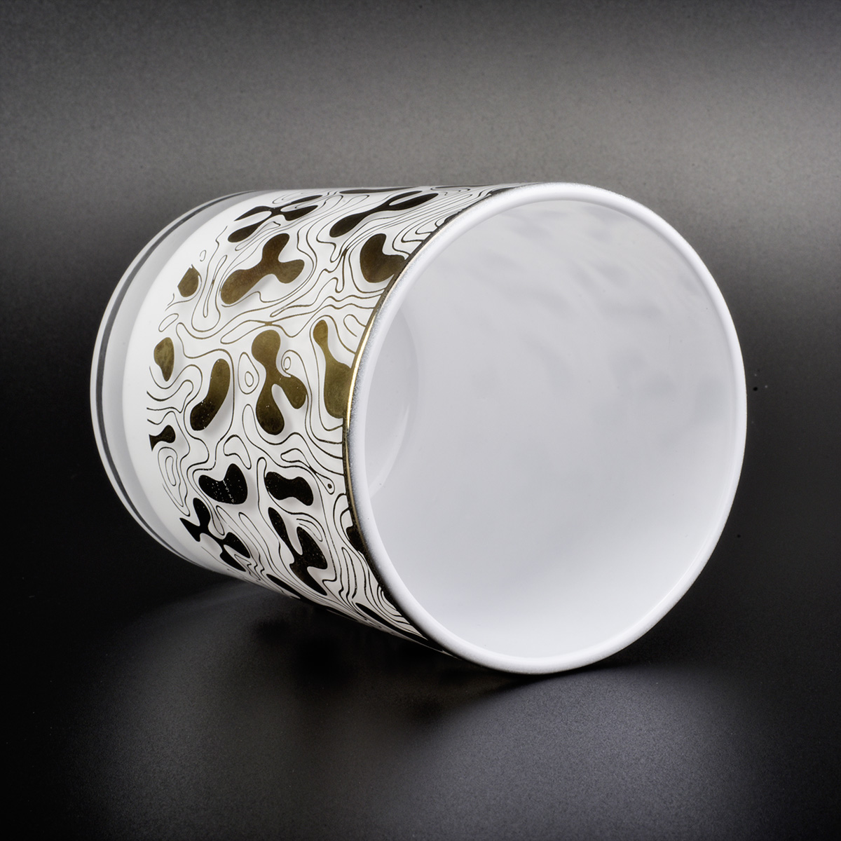 straight glass candle jars with white sprayed inside