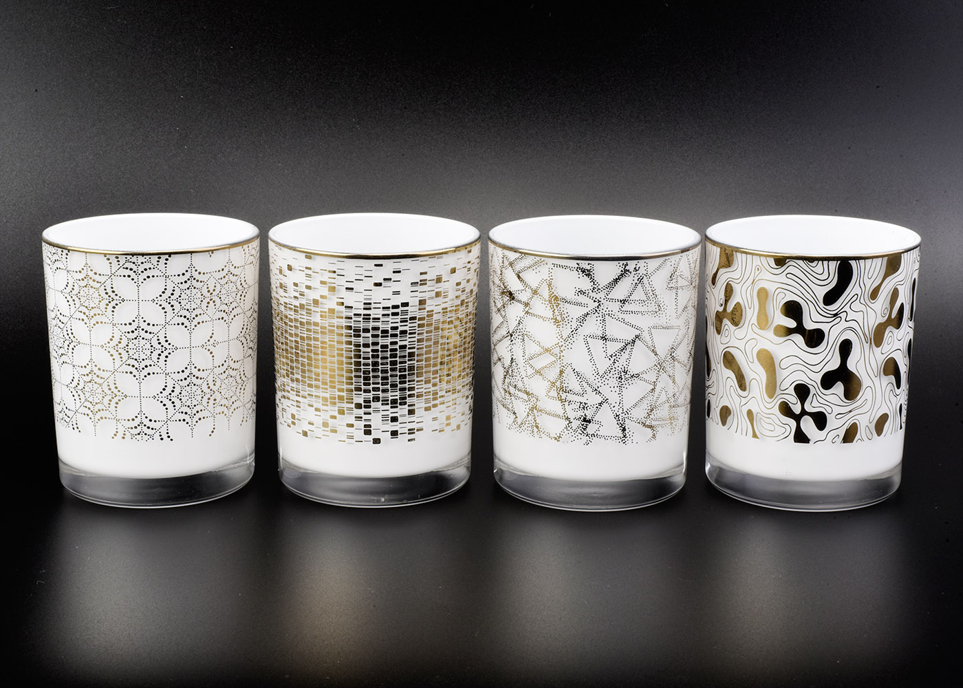 straight glass candle jars with white sprayed inside