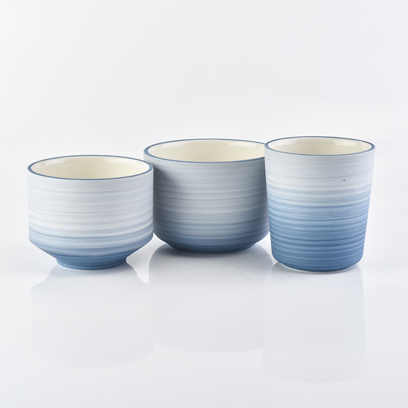 matte light blue glazed ceramic candle jars