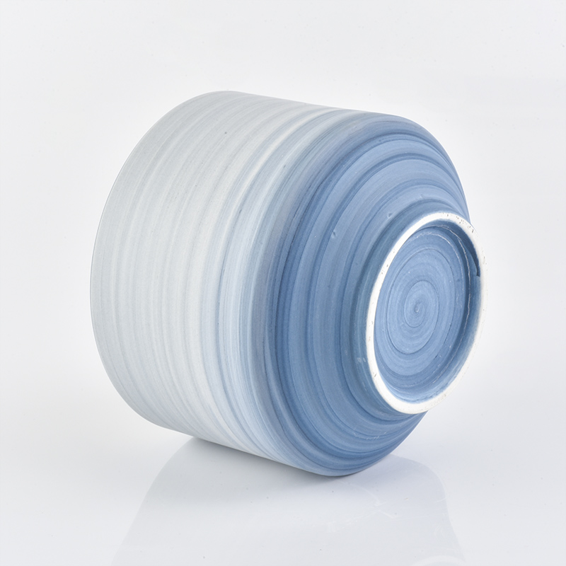 matte light blue glazed ceramic candle jars