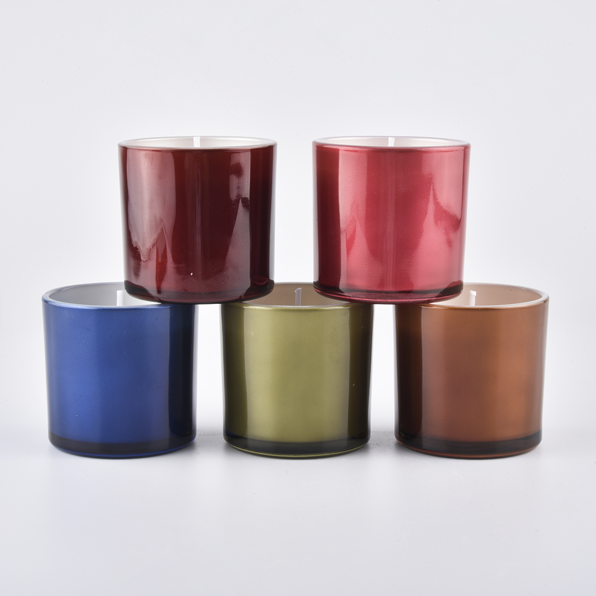 Metallic Gold Frosted Glass Candle Jars