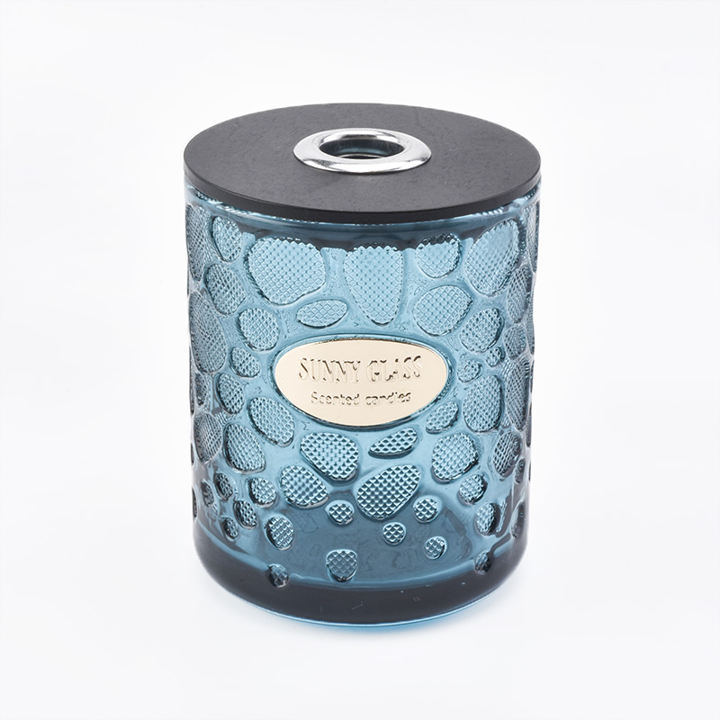 Unique candle holder glass votive diffuser bottle with wood lid
