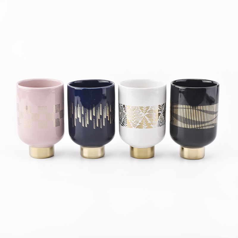 Luxury ceramic candle jars with gold printing