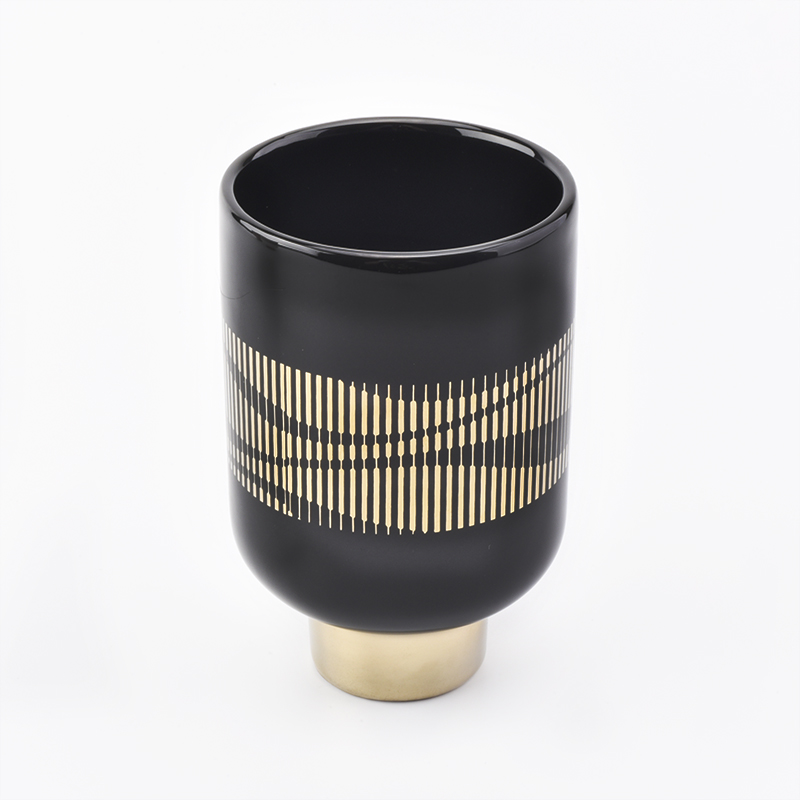Luxury ceramic candle jars with gold printing