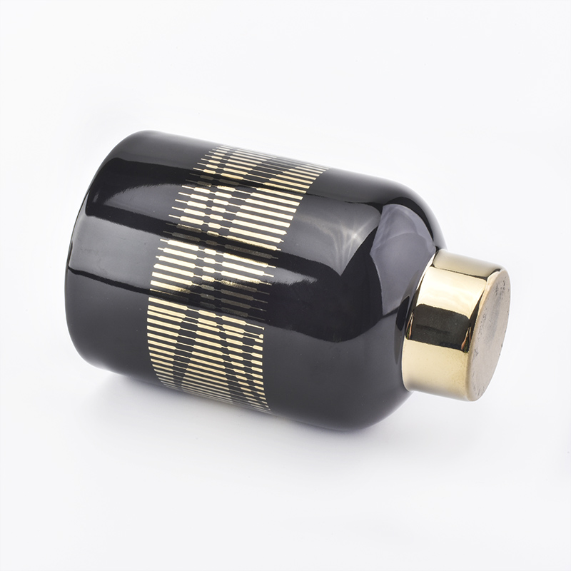 Luxury ceramic candle jars with gold printing