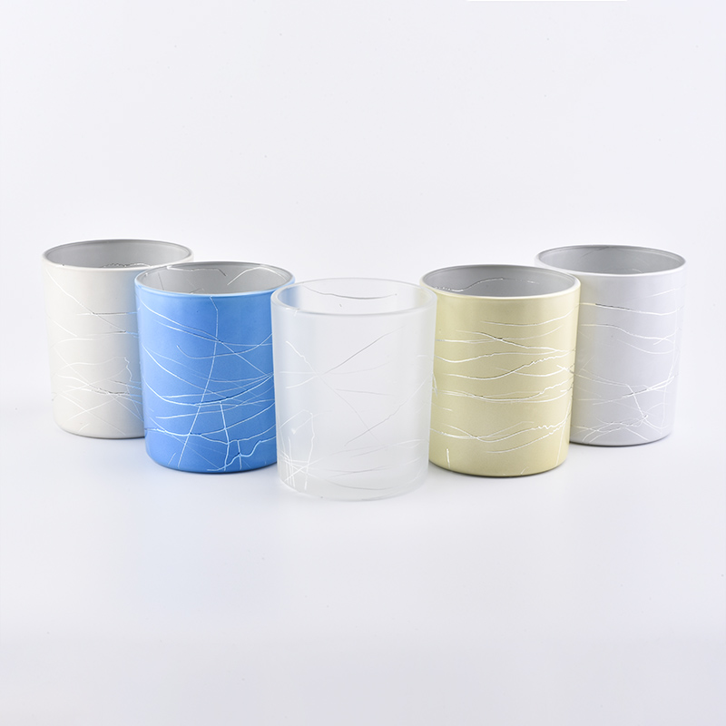 Frosted cylinder decorative glass candle holders for home decoration