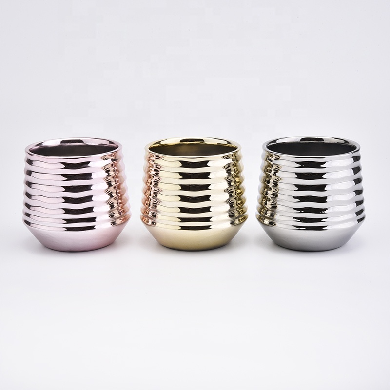 Colored electroplating gold ceramic candle jar votive candle containers party decor