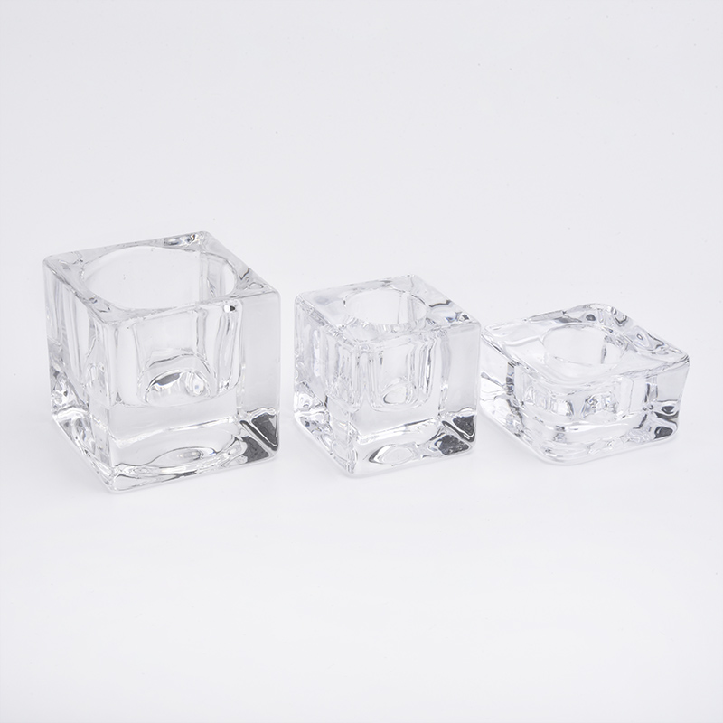 Wholesales Square Glass Candle Holders Thick Glass Votive Candle Jars Home Decor