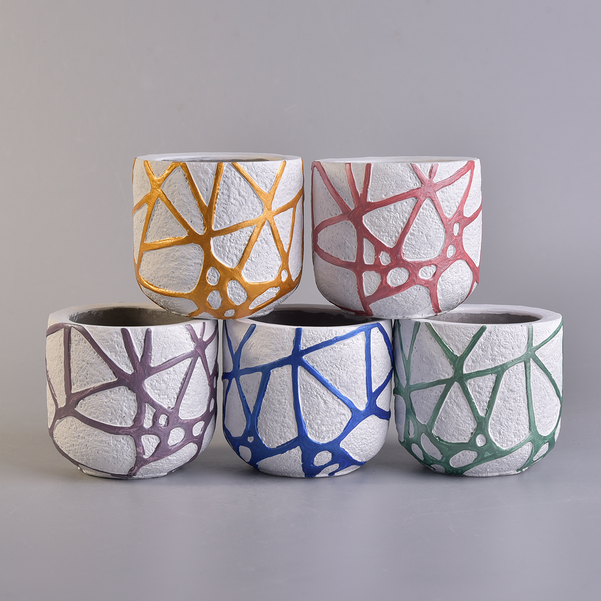 500ml Golden Lines Concrete Candle Holder Home Decoration Pieces