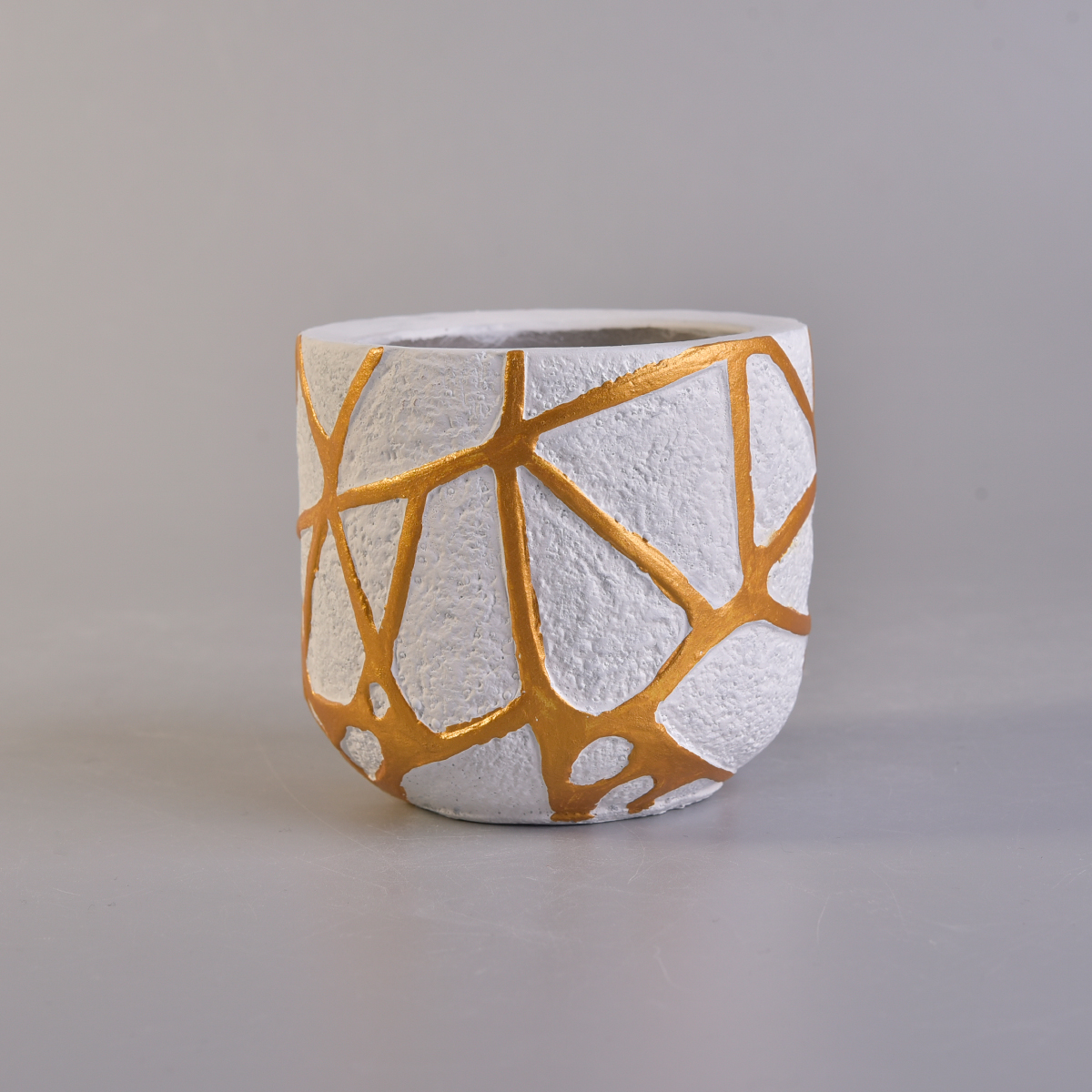 500ml Golden Lines Concrete Candle Holder Home Decoration Pieces