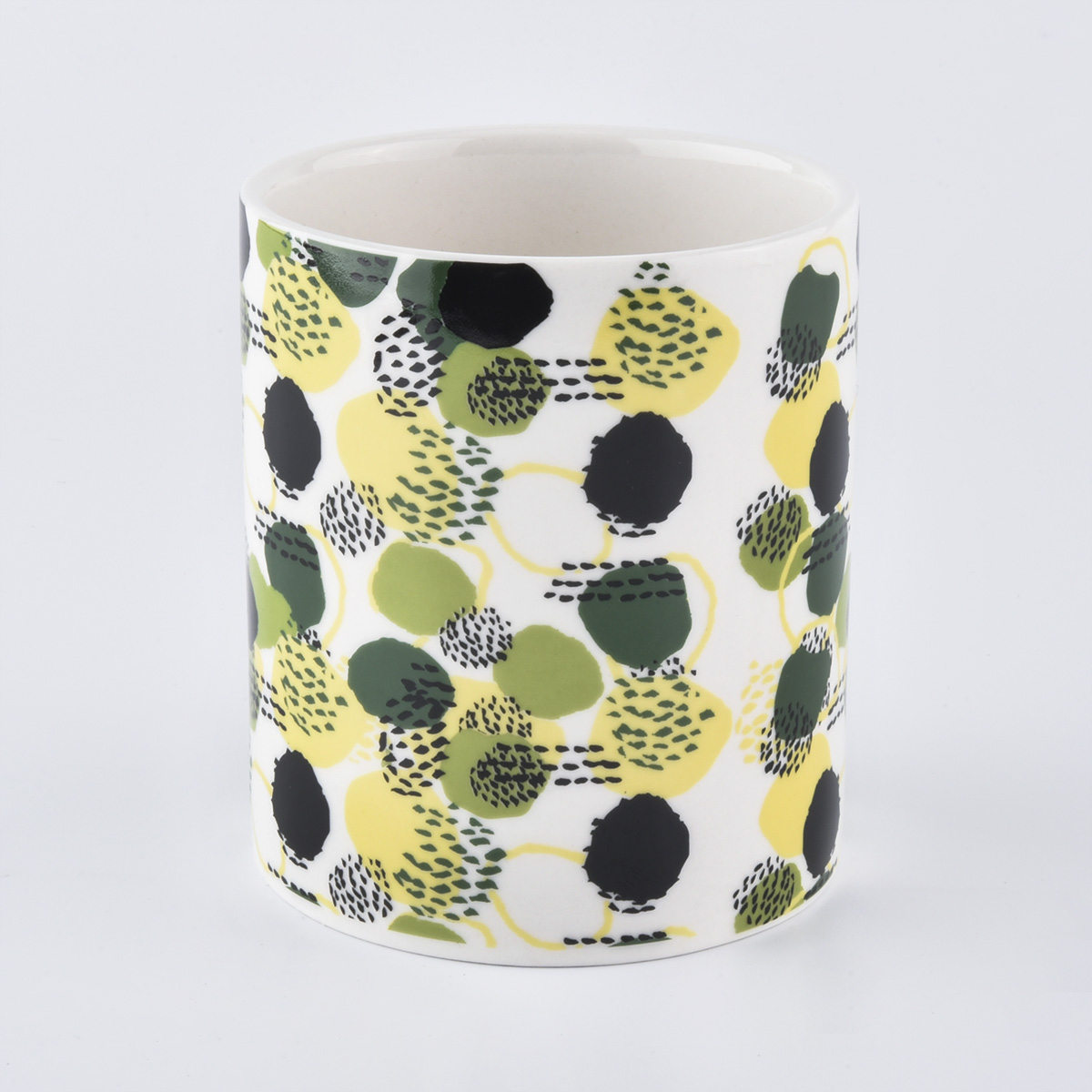 empty candle jars ceramic with decal printing