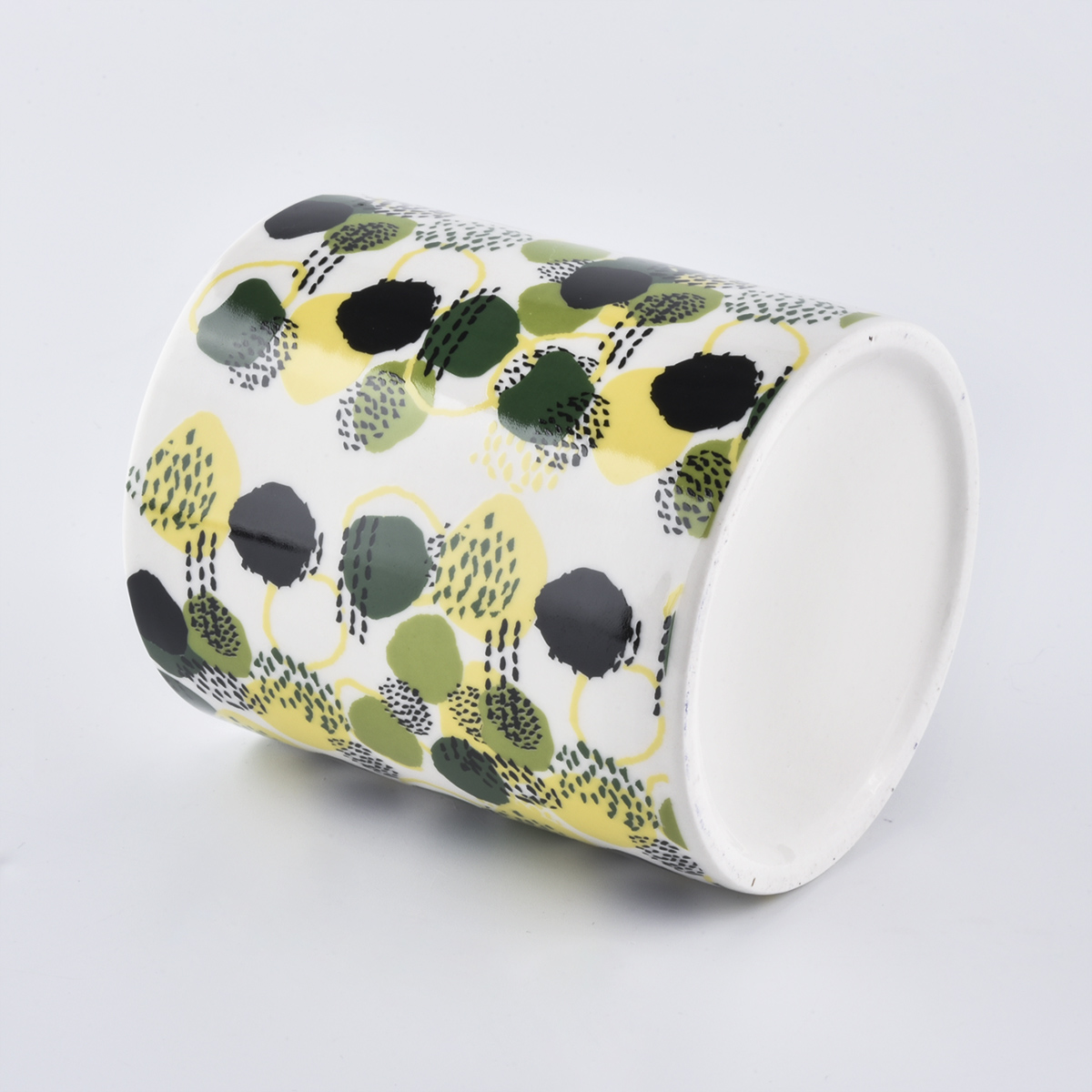empty candle jars ceramic with decal printing