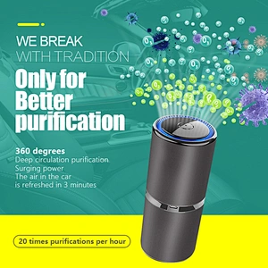 50mg Ozone Car Air Cleaner Captures PM2.5 Smoke Pet Odors Mold & Dust Mini Car Air Purifier