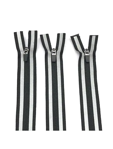 Reflective reversible zipper