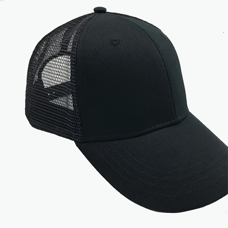 Custom 6  panel plain cap mesh breathable trucker hats