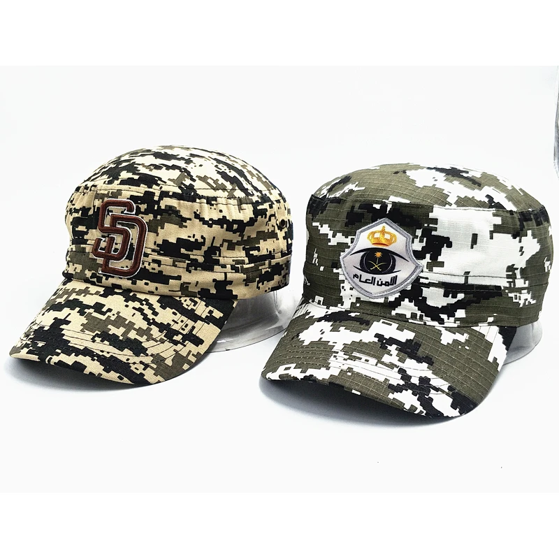 Factory Men Combat Caps Flat Top Military Uniforms Pilot Hat Cap with customized logo