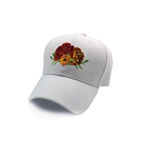 High quality baseball caps with rose embroidery custom logo on front