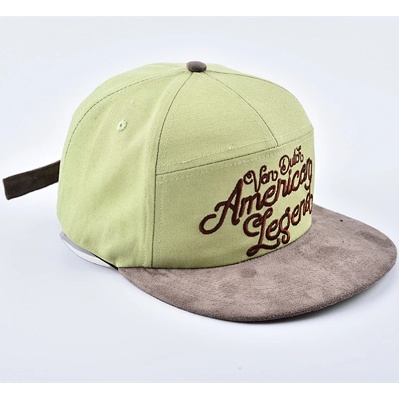 7 Panels Suede Fabric Brim Mens Snapback Gorras Cap