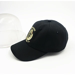 Unstructured baseball cap with customized Embroidered logo cap Black baseball cap in china factory