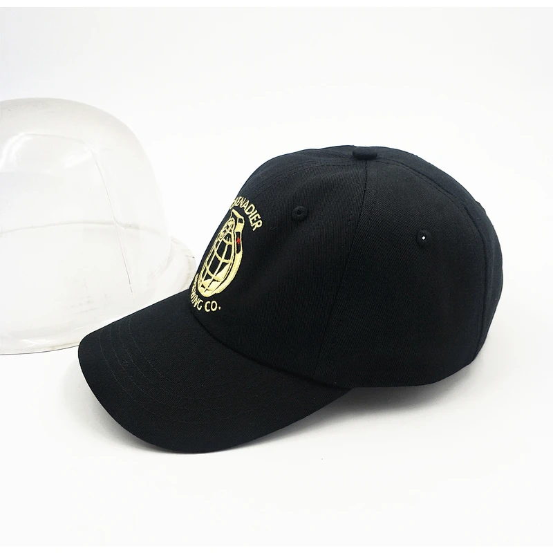 Unstructured baseball cap with customized Embroidered logo cap Black baseball cap in china factory