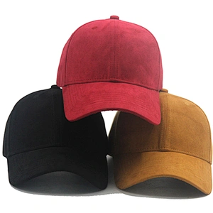 Cotton Suede Fabric Baseball Caps Hat  Plain Solid Visor in Stock