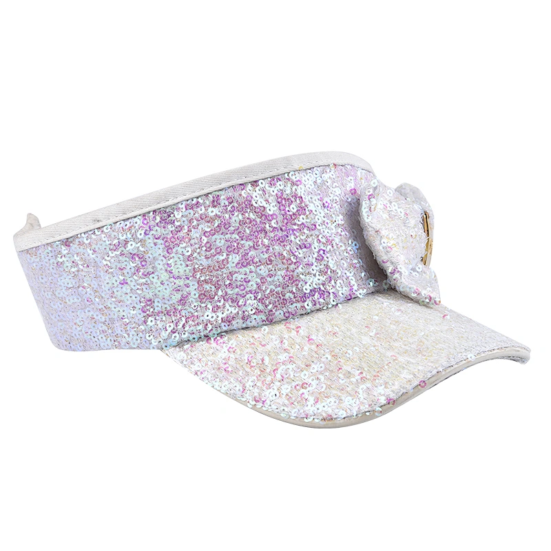 Latest fashion Sequin Bowknot Women Girl Sun Protected sports visor hats