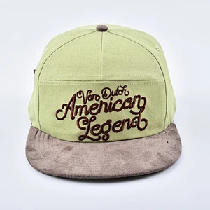 7 Panels Suede Fabric Brim Mens Snapback Gorras Cap