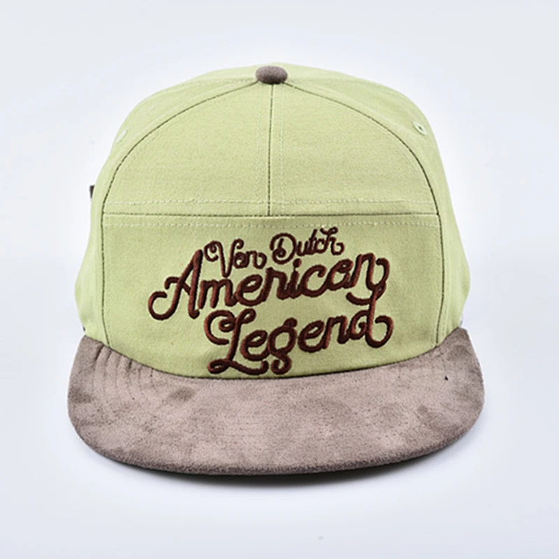 7 Panels Suede Fabric Brim Mens Snapback Gorras Cap