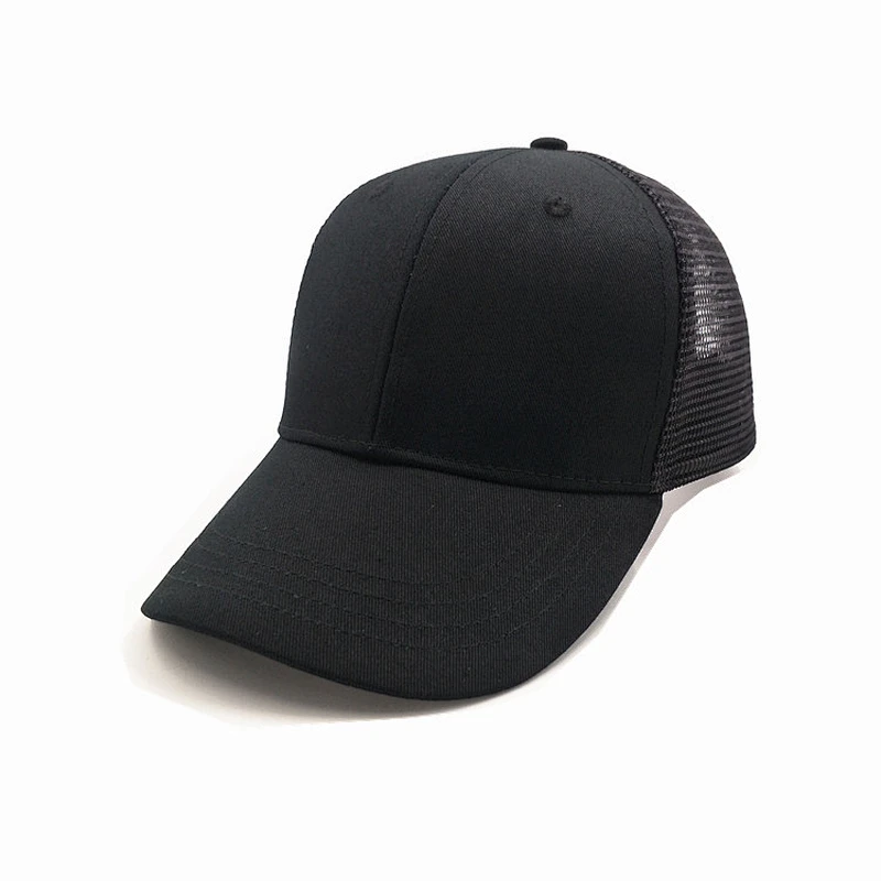 Custom 6  panel plain cap mesh breathable trucker hats