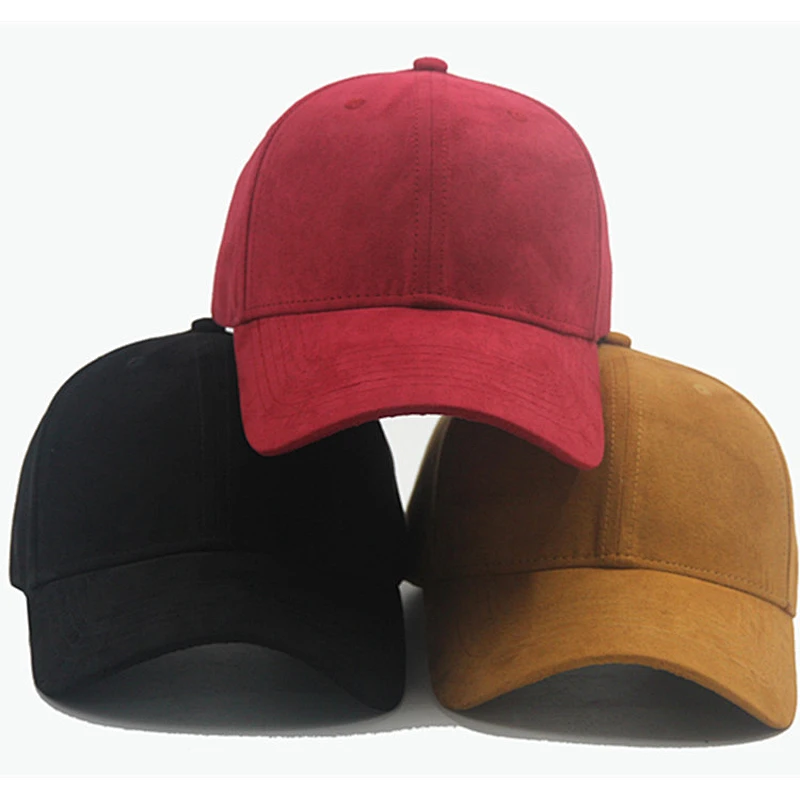 Wholesale 6 Panel Hats Suede Fabric Unisex Baseball Caps Gorras