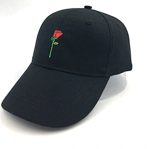 6 panel baseball daddy caps with rose  embroidery logo and metal buckle