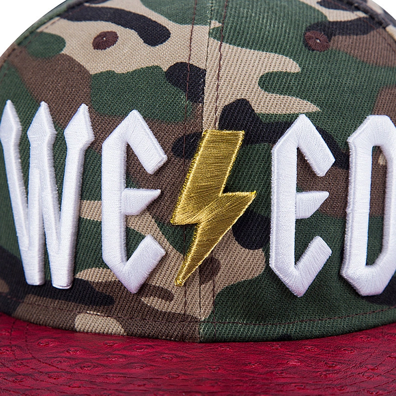 Mens Digital Camouflageand PU Leather Brim  Snapback Grorras Hats
