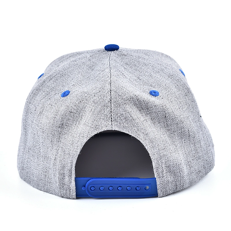 Embroidery logo flat bill hats grey  fabric boys snapback caps