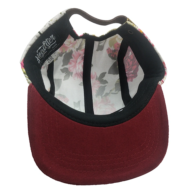 Fashion Floral Embroidery Logo Flat Bill Men 5 Panel Snapback Fitted Cap Hat