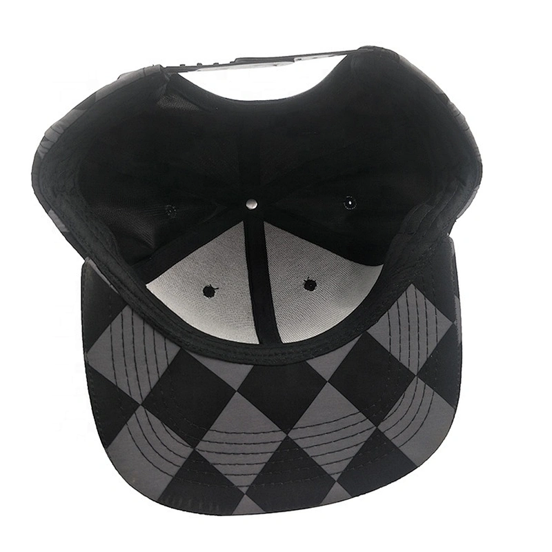 Digital Printing Mens 6 Panels Flat Brim Snap Back Grorras