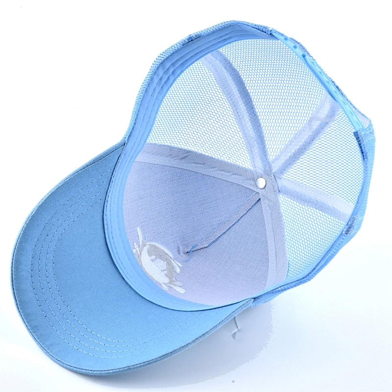 Mens mesh fabric baseball caps 5 panel cap embroidered logo hat