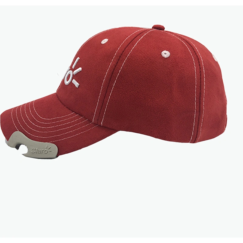 Wholesale 6 Panel Suede Fabric Baseball Sport Cap Hat with Bottle Opener