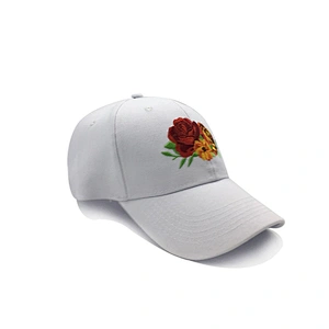 High quality baseball caps with rose embroidery custom logo on front