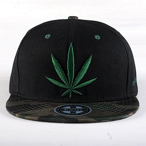 Leaf Weed Snapback Cap Embroidered Flat Bill Men Baseball Hat
