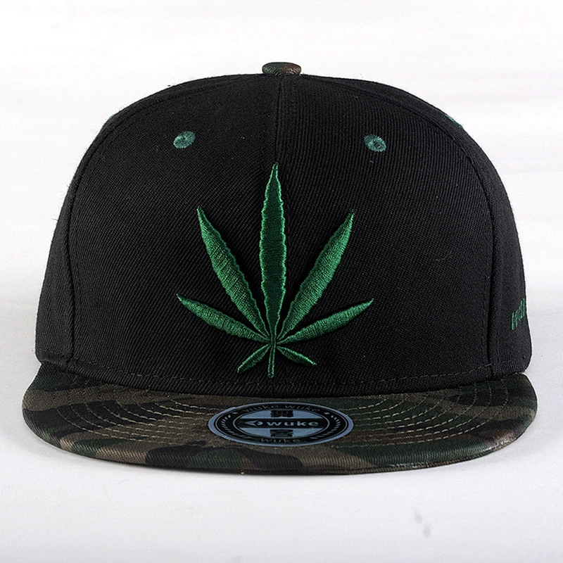 Leaf Weed Snapback Cap Embroidered Flat Bill Men Baseball Hat