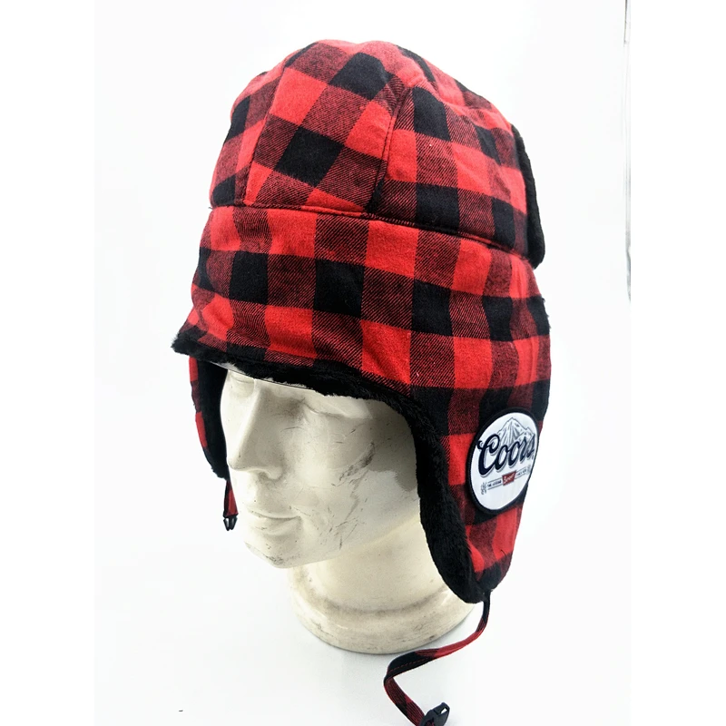 Custom fur beanie mens  winter caps ushanka hat with warm earflap
