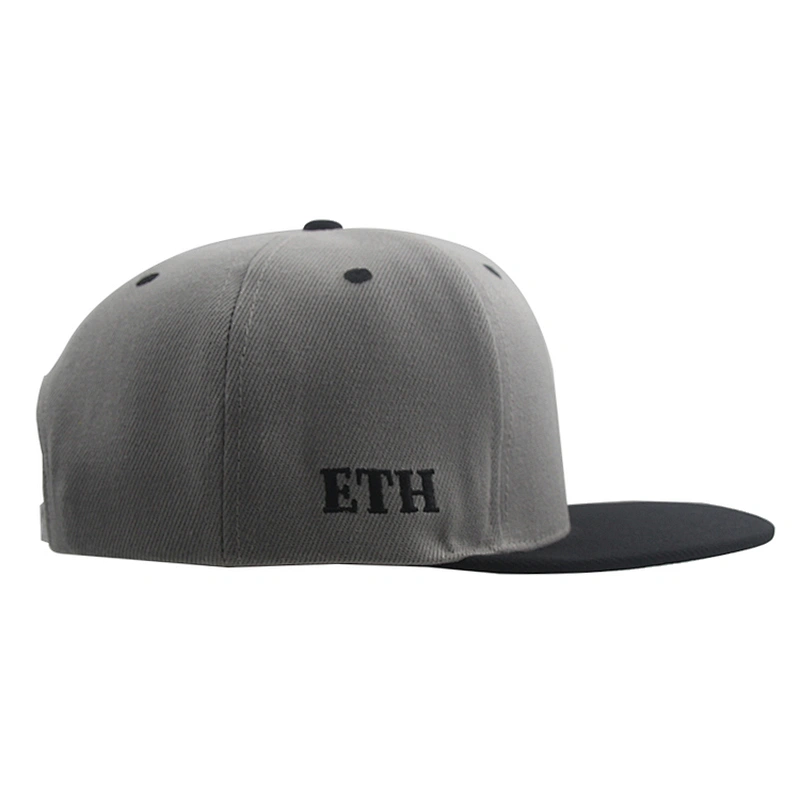 Custom embroidered logo cap flat brim men 100% acrylic snapback hat