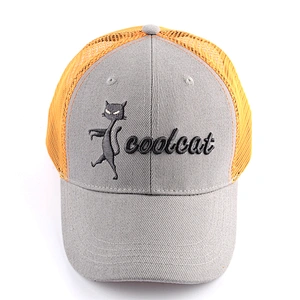 unisex embroidery logo cotton cap mesh trucker hat